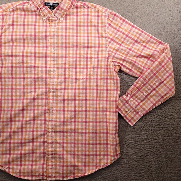 Chase Edward Shirt Mens Extra Large Pink Plaid Woven Button Up Pockets‎ Golf - Picture 5 of 10